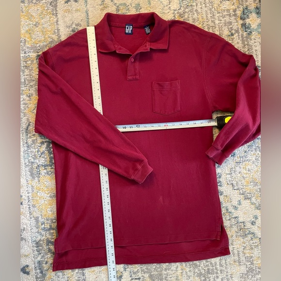 Men’s GAP Large Cranberry 2 Button Long Sleeve Polo Shirt. Excellent Condition! - Picture 4 of 6